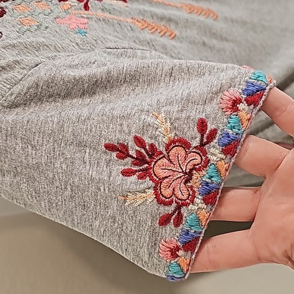 Johnny Was Tua Knit Drape Top Shirt Blouse Short Sleeve V-neck Pullover Floral S - Picture 10 of 16